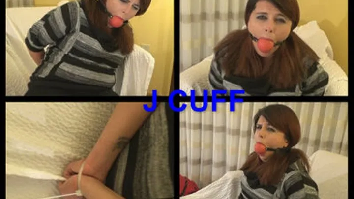 Ashley zipped up and first time ball gagged