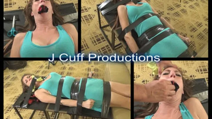 Erin Cummings: Full body table taped and sock/underwear/stuff gagged