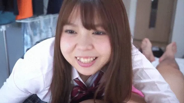 Japanese school girl Moeno's Face licking,spitting,hand job