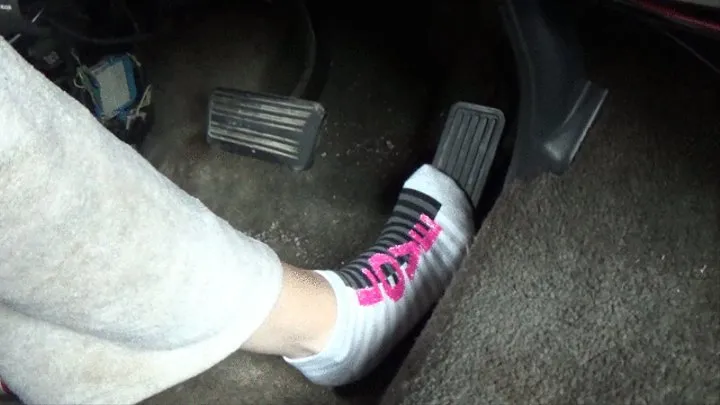 driving in my white and black love socks 221