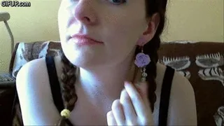 3 flower earrings in one ear