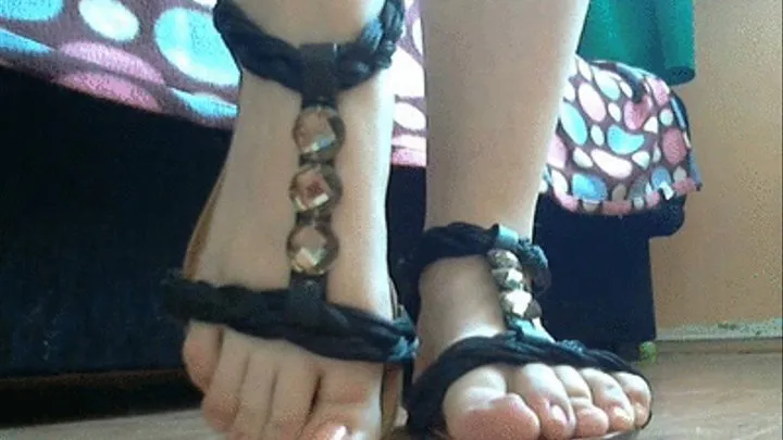 Wiggling naked toes in Sandals