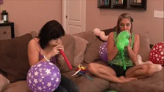 Iva and Tay's fun balloon blowing