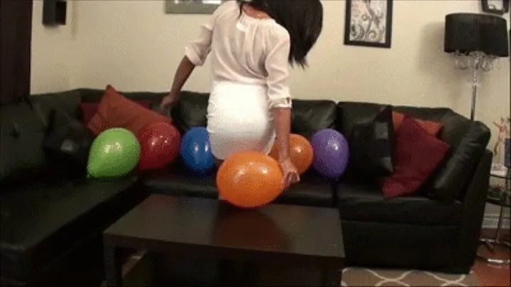 Brunette is Obsessed with Sitting on Balloons