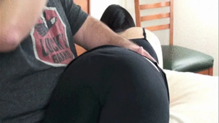 Brat Spanked in Yoga Pants Hard - OTK Swats on Yoga Pants (and eventually Pulled Down)