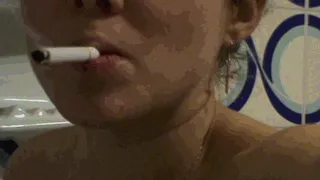 smoking and coughing in my bath tub