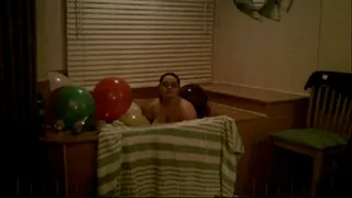 Bathtub full of water, bubbles, balloons, and big boobs!