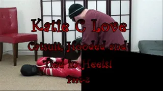 Katie C Love...Catsuit, Hooded and Tied in Heels! Part-2