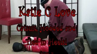 Katie C Love...Catsuit, Hooded and Tied in Heels! Part-2