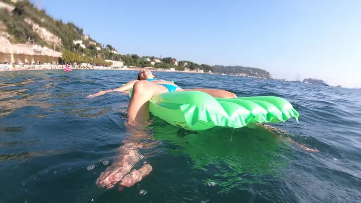 Underwater and Swimming on air mattress voyeur cam