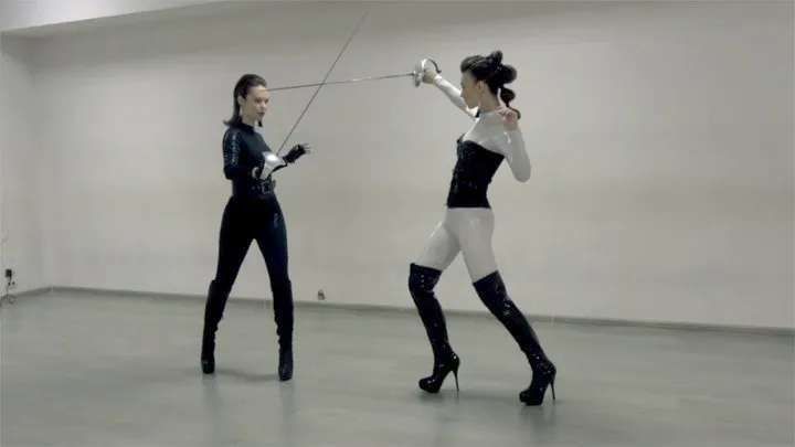 Alisha vs Renee in fencing duel - MAKING OF