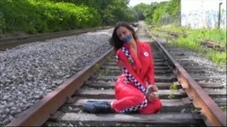 kerri taylor is racer girl train track bondage