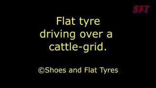 Flat tyre over cattle-grid