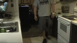 Brett drains a strangers cock in the kitchen
