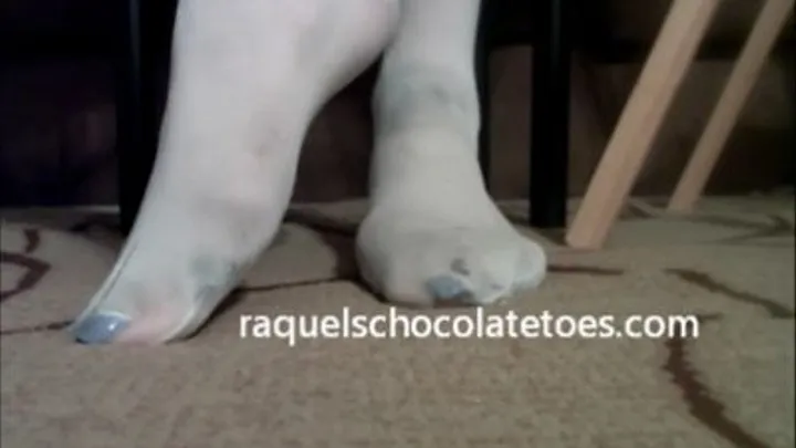 Raquels Chocolatetoes Toe Wiggling in Dirty White Panythose