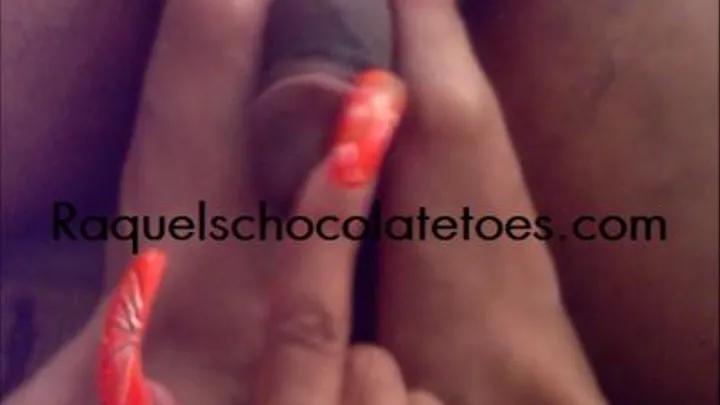 Raquels Chocolatetoes rubbing and massaging a cock and balls with my toes and hands after a footjob