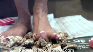 Raquels Chocolatetoes Smashing and Squishing a Hamburger Barefoot