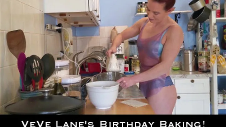 VeVe Lane's Birthday Baking! (in my mini latex apron)