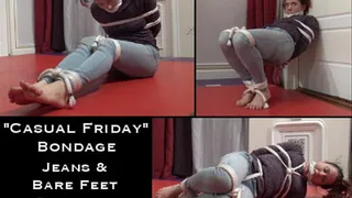 "Casual Friday" Bondage: Jeans & Bare Feet Struggle with VeVe Lane