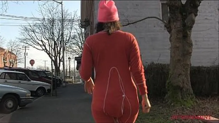 Walking In Conservative Downtown In A Onesie And Diaper