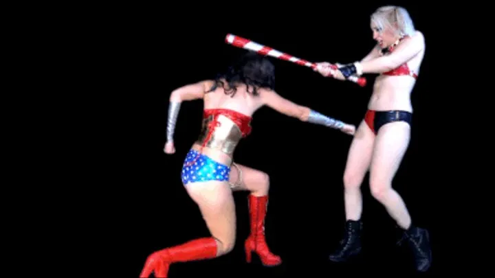 HARLEY QUINN v WUNDER WOMAN: DARK ASYLUM : Intro/ FIGHT + Humiliation/wedgies/spank + /bdsm/tit slapping * Hairy Close-Ups: armpits, treasure trail * COMPLETE VERSION x720p wmv