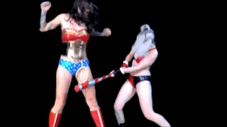 HARLEY QUINN v WUNDER WOMAN: DARK ASYLUM : SEC 1: Intro / FIGHT : bat beatdown * Hairy Close-Ups: armpits, arms, crotch * SECTION 1 ONLY VERSION : (SEC 1 of 3) x720p wmv