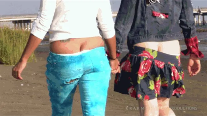 Sahrye VS Lydia: LESBIANS BREAKUP : BEACH CATFIGHT! slow motion walking / booty jiggle w/ ass crack . * SECTION 1 ONLY VERSION (no fight)