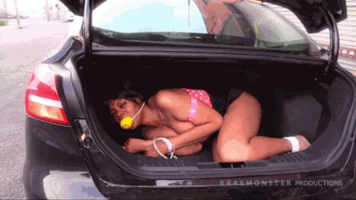 BIG BOOB GIRL GREAT ESCAPE: TIED UP & GAGGED IN TRUNK OF CAR : but MANAGES TO ESCAPE! SECTION 2 ONLY VERSION