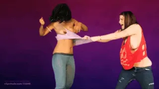 BADA BING! STRIPPER AUDITION FIGHT : PAWG VS PHAT ASS BLACK GIRL RIP EACH OTHER'S SHIRTS OFF! dancing w/ BUTT CRACK / biting / scissorhold * 2nd HALF ONLY VERSION