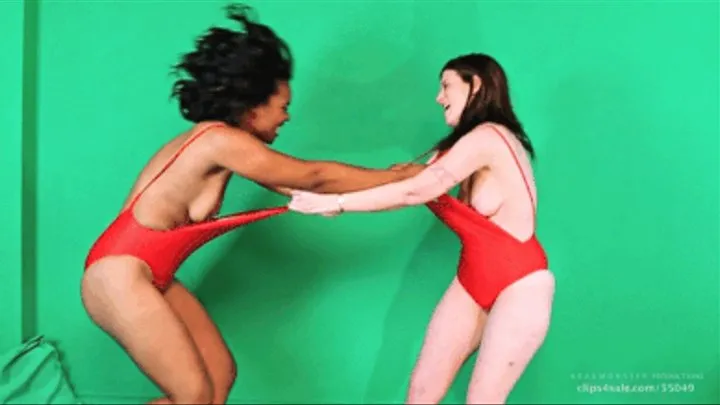 BAYWATCH BITCH FIGHT AUDITION : WHITE GIRL vs BLACK GIRL CATFIGHT IN ICONIC RED SWIMSUITS TO WIN CASTING IN UPCOMING MOVIE! . HD 1280 x