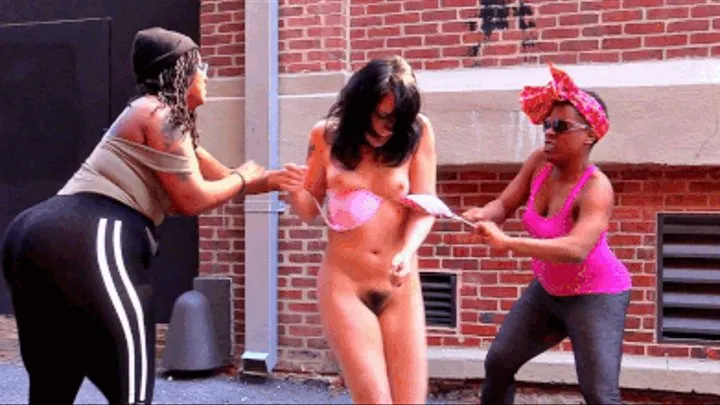 2 black WILD HYENA HOODRATS violently rob & STRIP 1 white girl NAKED + she PEES HERSELF in broad daylight * 2ND HALF ONLY VERSION