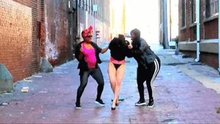 2 black WILD HYENA HOODRATS violently rob & STRIP 1 white girl NAKED in broad daylight COMPLETE VERSION