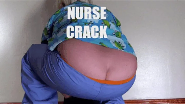 NURSE CRACK! PANTS FALL DOWN OUTDOORS & ASS CRACK hanging out of sagging scrubs in hospital : BIG BOOB BETSY the Nurse butt crack, belly, pubes, & big fart :