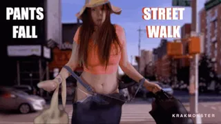 PANTS FALL STREET WALK STRUGGLE : Tara Tied's HANDS FULL! Embarrassing Non-stop wardrobe malfunctions BLOOPERS in overalls falling down: ass &amp; hairy crotch out as cars honk