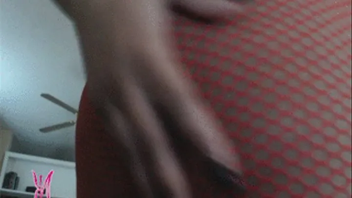 Ass Worship in red fishnet body suit