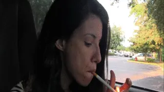 Jaden Starr smokes pedel pumps and mastubates in her van.