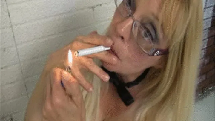 Lynn Winters smoking before being tied up.