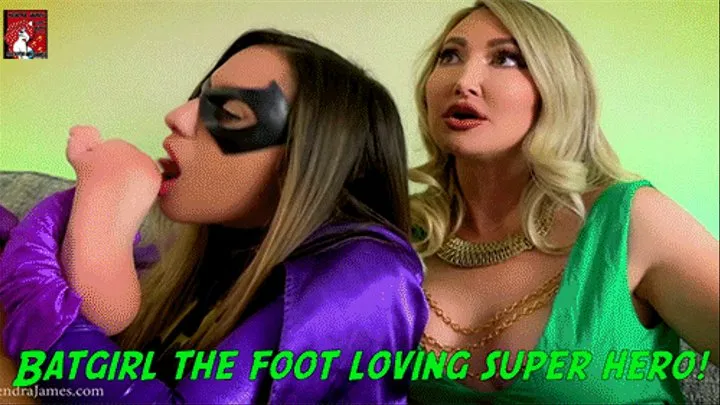 Batgirl Mesmerized, Controlled & Licking Her Own Feet - Kendra James & Ashlynn Taylor, superheroine, cosplay