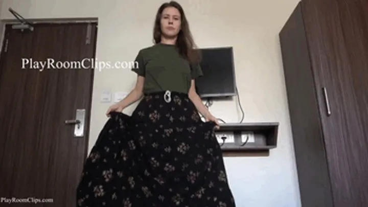 Pretty Long Skirt and Old T-shirt Ripped Up