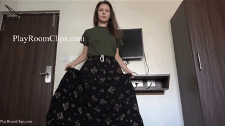 Pretty Long Skirt and Old T-shirt Ripped Up