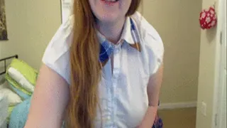 Schoolgirl takes a big buttplug and cums like crazy.