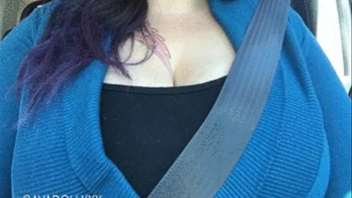 Tattoed Big Tit 38F Seatbelt POV while Driving Ava Doll