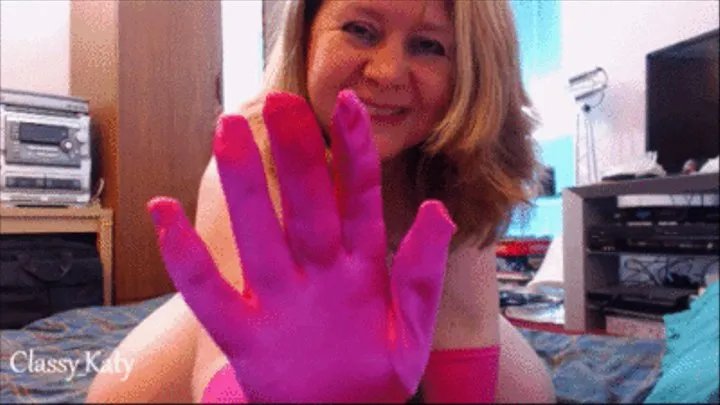 Pink satin glove masturbation! 720