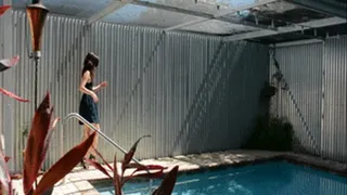 Sharron Small wetlook swim in a cold pool