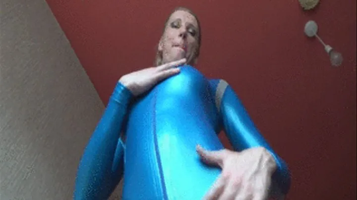 Euro T-girl RedVex in a Catsuit stripping and jerking off