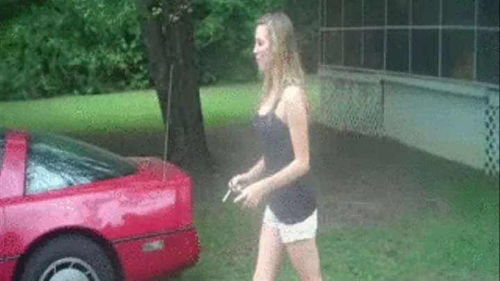 Aubrey playing with the vette!