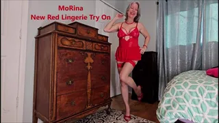 New Red Lingerie Try On - MoRina gfe lace stockings mules jewelry ( )