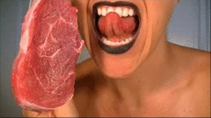 RAW beef brutal chewing