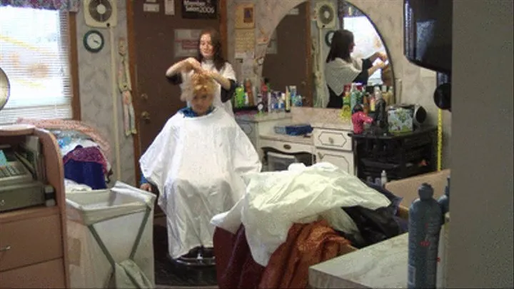 Jennifer and Kat Caping in a Hair Salon