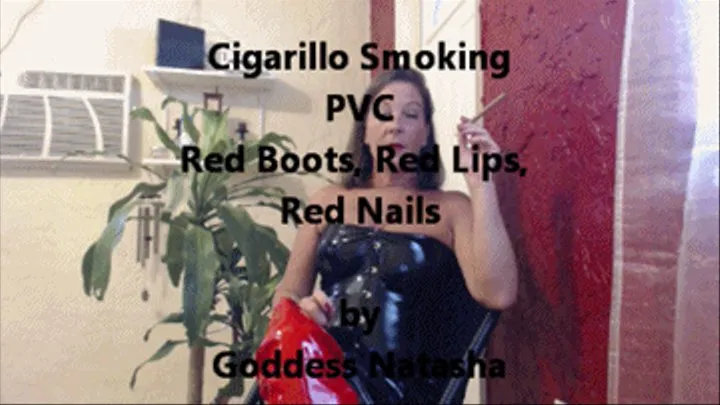 PVC Smoking Cigarillo Red Boots Red Lipstick